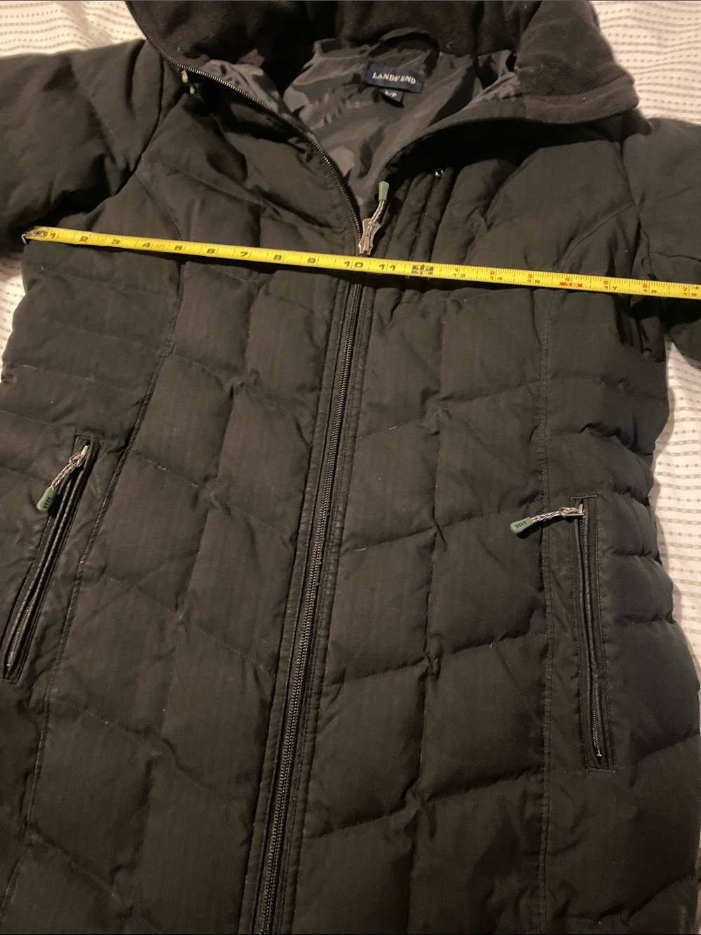 Lands' End Down-Filled Black Quilted Hooded Puffer Coat-Small Outerwear Winter - Picture 4 of 10